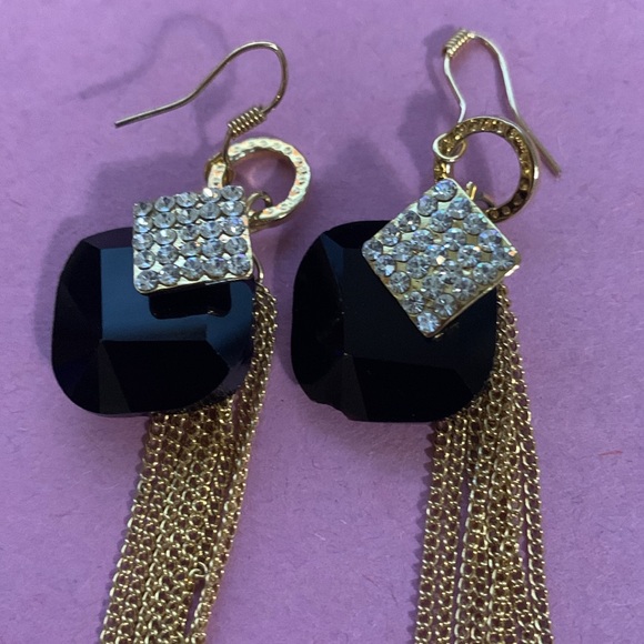 Black and gold fringe earrings* - Picture 3 of 7